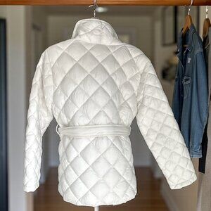Athleta White Quilted Wrap Coat